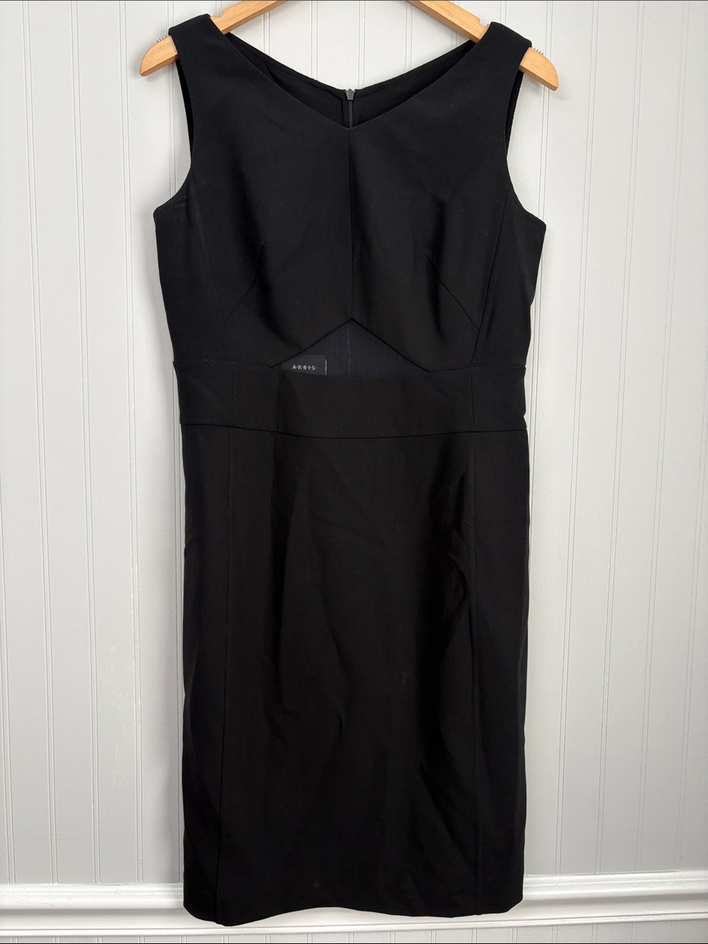 Akris Punto Wool Blend Knee Length Cut Out Dress Women Size 10 Black